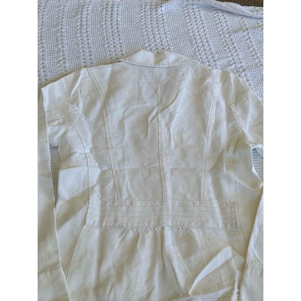 CP Shades 100% Linen Jacket Button USA Made‎ White Sz Medium Lagenlook